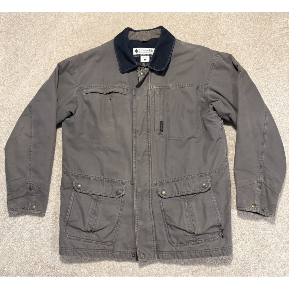 Columbia Canvas Chore Jacket Men's L Wool‎ Flannel Blanket Lined Corduroy Collar